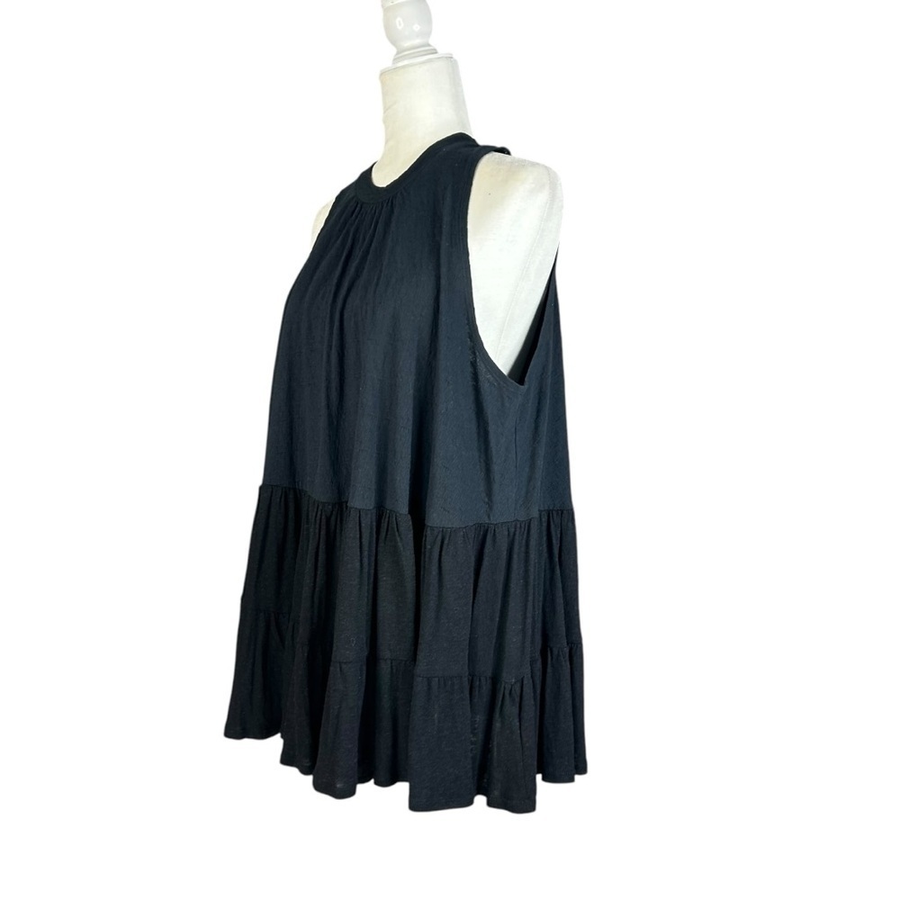 New Free People Black Back Tie Cut-Out Babydoll Tunic Top S Oversized Boho - Picture 4 of 14